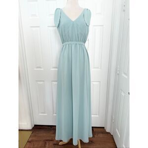 Monique Lhuillier Womens Bridesmaids Alix Gown Long Dress Aqua Blue Size 10
